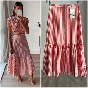 Zara Striped Cotton Skirt New Small